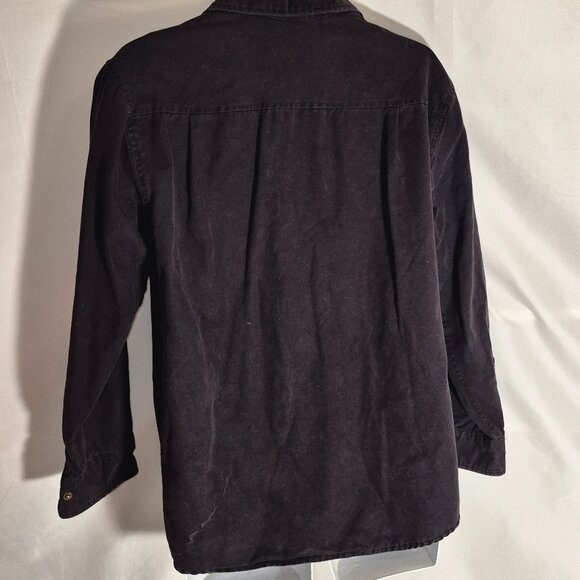 BASIC EDITIONS denim jacket, black, 100% Cotton, metal buttons, lined. size MED. - Picture 3 of 16